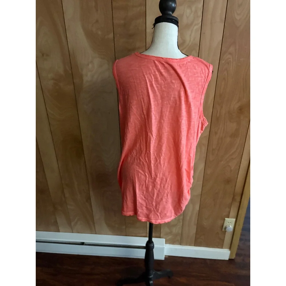 Lane Bryant Pink Coral Slub Knit Ruched Side Sleeveless Tank Top Plus Size 14/16